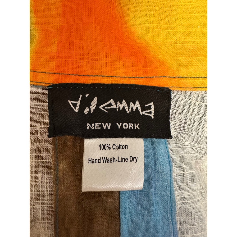 Dilemma New York Womens Abstract Art Print Cotton Button Down Shirt Multi Color - Picture 3 of 5